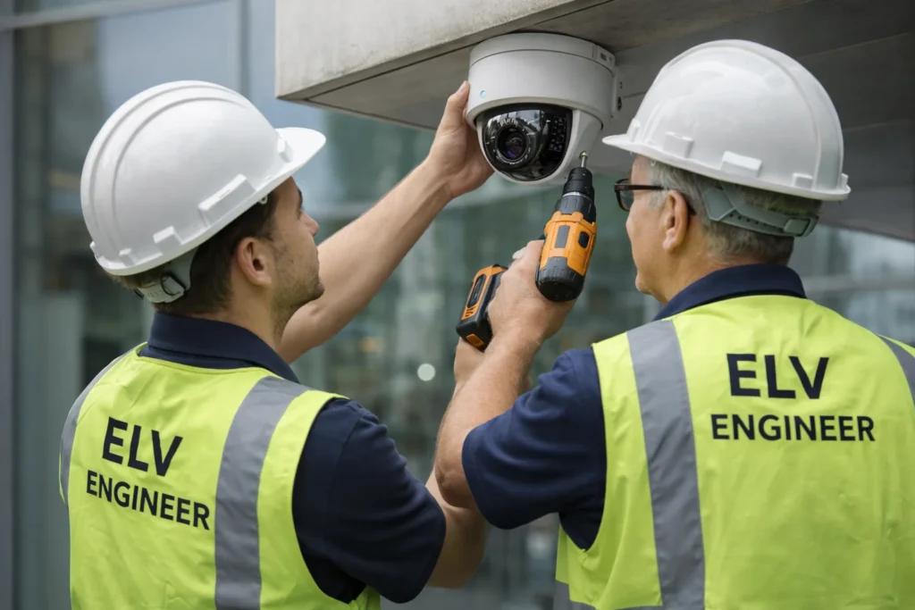 Professional CCTV installation services in Abu Dhabi by experienced ELV engineers