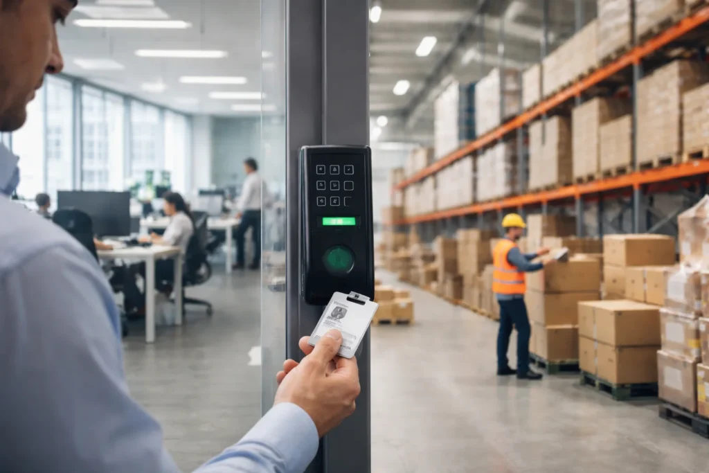 Access control systems in Abu Dhabi for offices and warehouses with card and biometric entry
