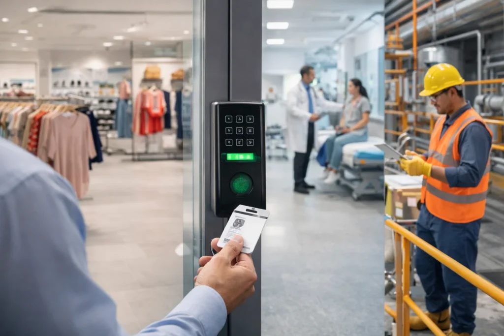Access control systems in Abu Dhabi for retail stores, clinics, and industrial facilities