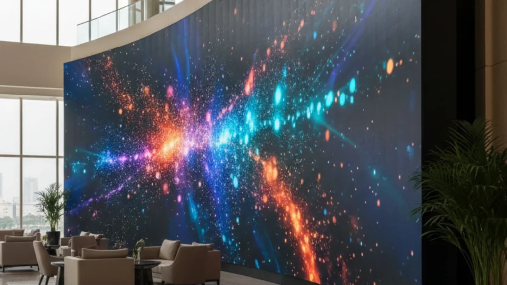 LED video wall installation Abu Dhabi hotel environment