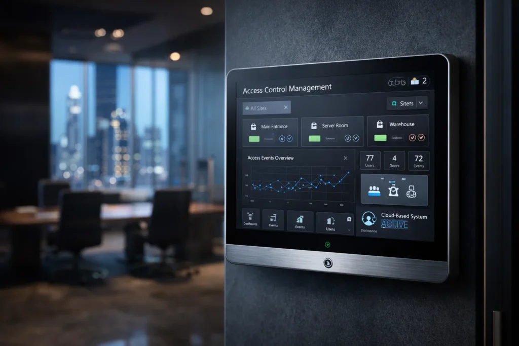 Cloud-based access control systems Abu Dhabi with centralized dashboard management interface