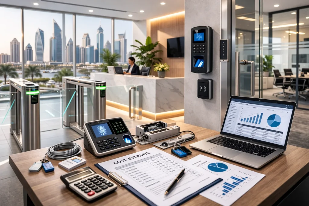 Access control installation in Abu Dhabi commercial office building