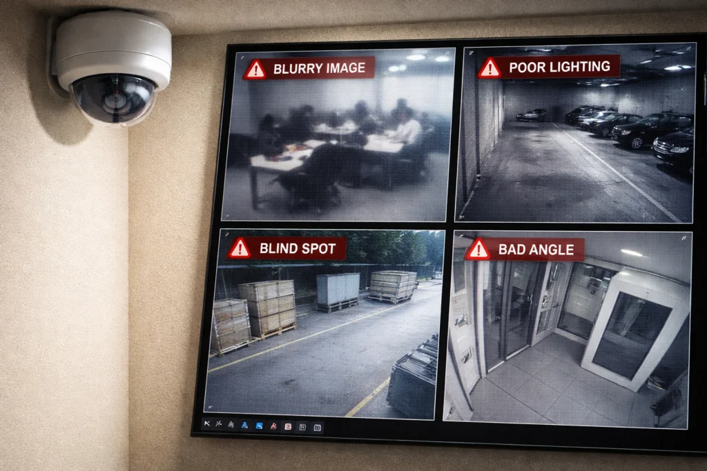 CCTV installation inspection failure in Abu Dhabi commercial building