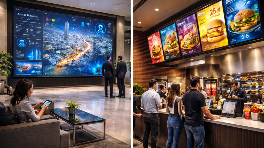 Digital signage solutions Abu Dhabi retail menu board installation
